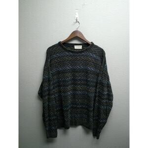 Vintage Tricots St Raphael Chevron Knit Sweater Made in USA XL Pullover